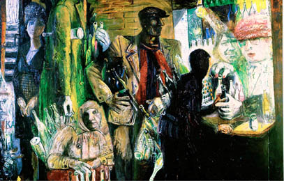 "Center Of Utensils
 Receiving" oil
 on canvas 150 � 190
 1985