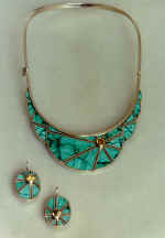 Suit "Good mood". 1987. German silver, malachite, citrines.