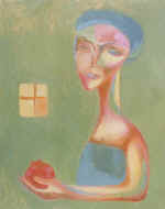  Girl with a pomegranate. 53,5�60. MDF, oil.1999.