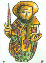 "St Nicolas of Mozhaisk" Series. Paper, crayon, wax pencil. 31*19, 1997. Author's property