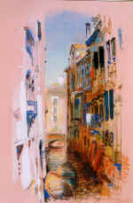 Views of Italy. Venice. Triptich, left part. Cardboard, tempera, pastel. 26�42 1997