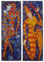 Diptych. Different Harlequins. Canvas, oil. 120�40.1998.