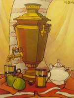 Still Life with Samovar. MDF, oil. 68�45. 1997.