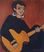 Girl with a guitar. Canvas, oil. 39�49. 1995.