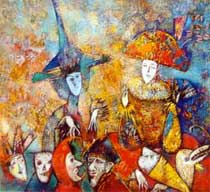 Sisters, 1996, 110�120 Oil on canvas, Cycle Italy Carnival.