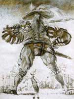 David and Goliath, 1998, 40�30 Paper, mixed technique. Bible's Characters Cycle